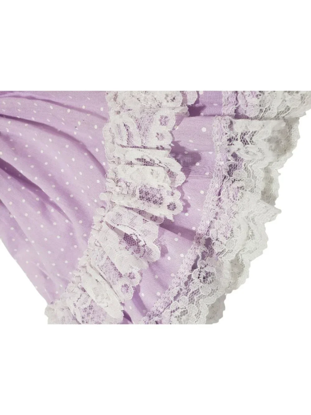 Vintage Jo Lene Purple Polka Dot Lace Tiered Circle Dress Party Frilly NB 0-6 M